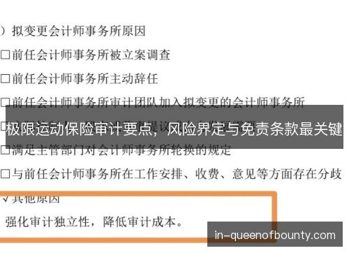 极限运动保险审计要点，风险界定与免责条款最关键
